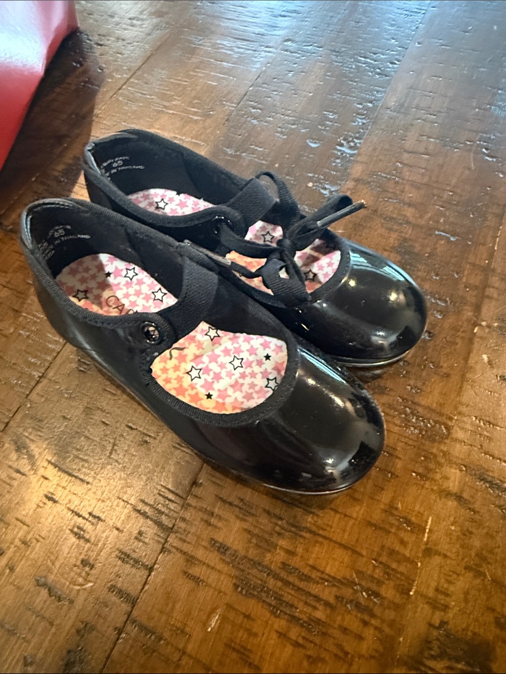 Capezio Black Patent Mary Jane Shoes with Pink Star Insole